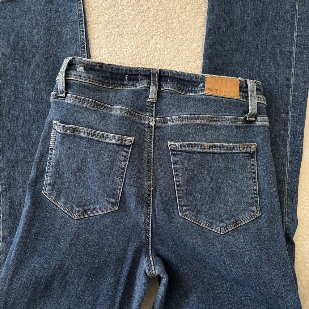 PAIGE Blue Flare Wide Leg Jeans Classic Denim - Picture 3 of 14